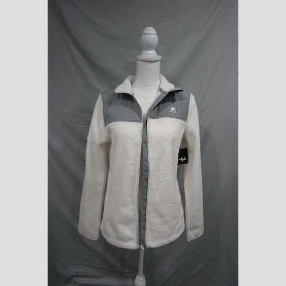 Fila Sport Women's Small White Fleece Full-zip Jacket - Picture 4 of 6